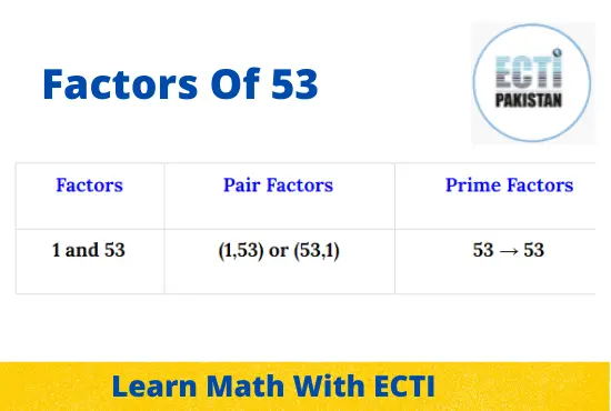 ECTI Pakistan - factors of 53