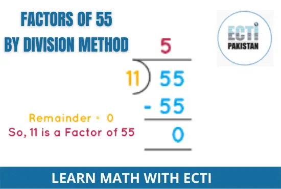 ECTI Pakistan - factors of 55 by division method